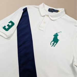 Polo Ralph Lauren Big Pony Polo Shirt Mens XL White Blue Green Classic Fit